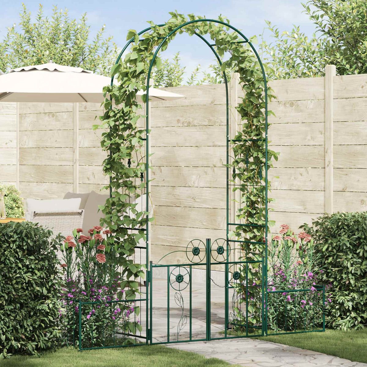 Tuin Boog met slot Groen 203 x 50 x 218 cm is nu te koop bij PeponiXL, paradijselijk wonen!