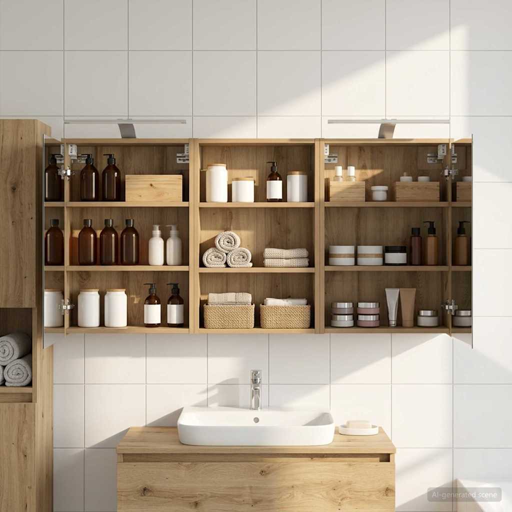 Badkamerkastenset 3 st 126 x 16 x 62.5 cm Bewerkt hout is nu te koop bij PeponiXL, paradijselijk wonen!