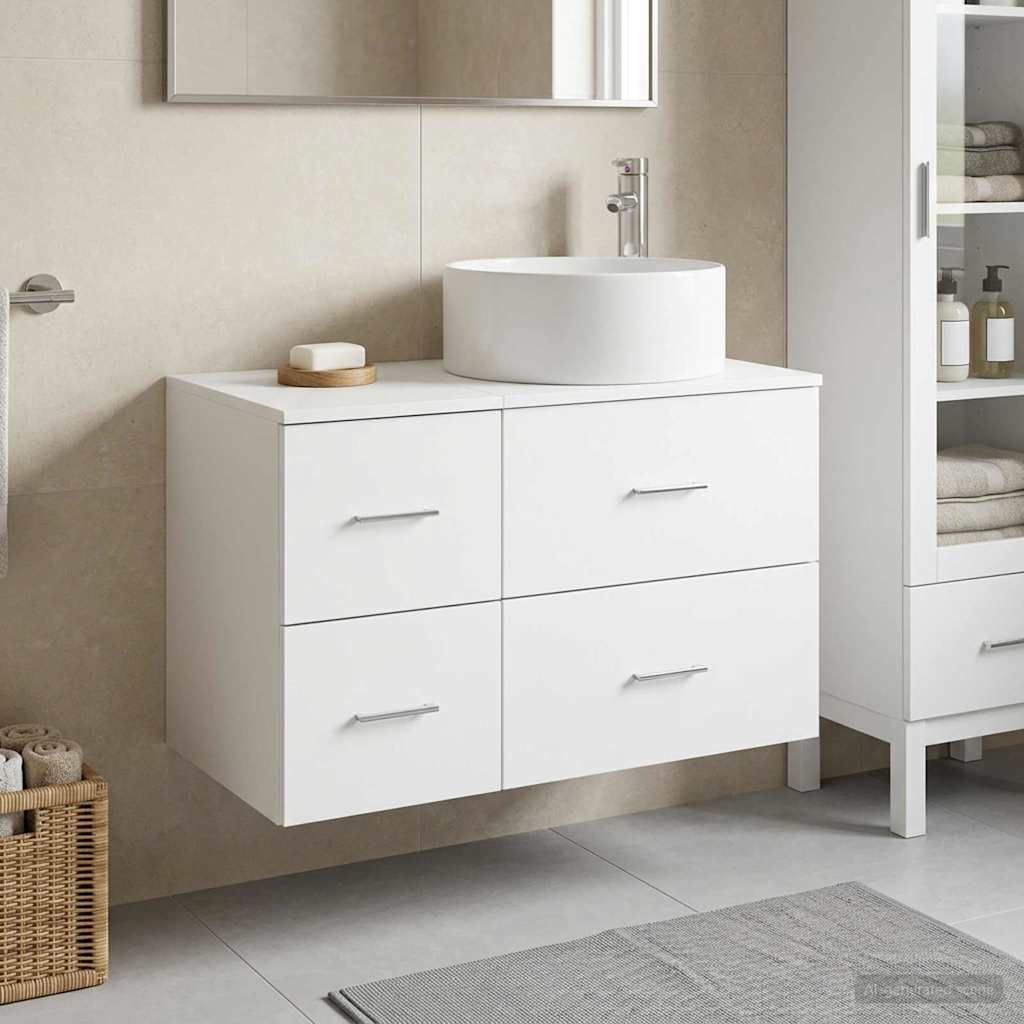 Badkamermeubelset 2 st Wit Bewerkt hout is nu te koop bij PeponiXL, paradijselijk wonen!