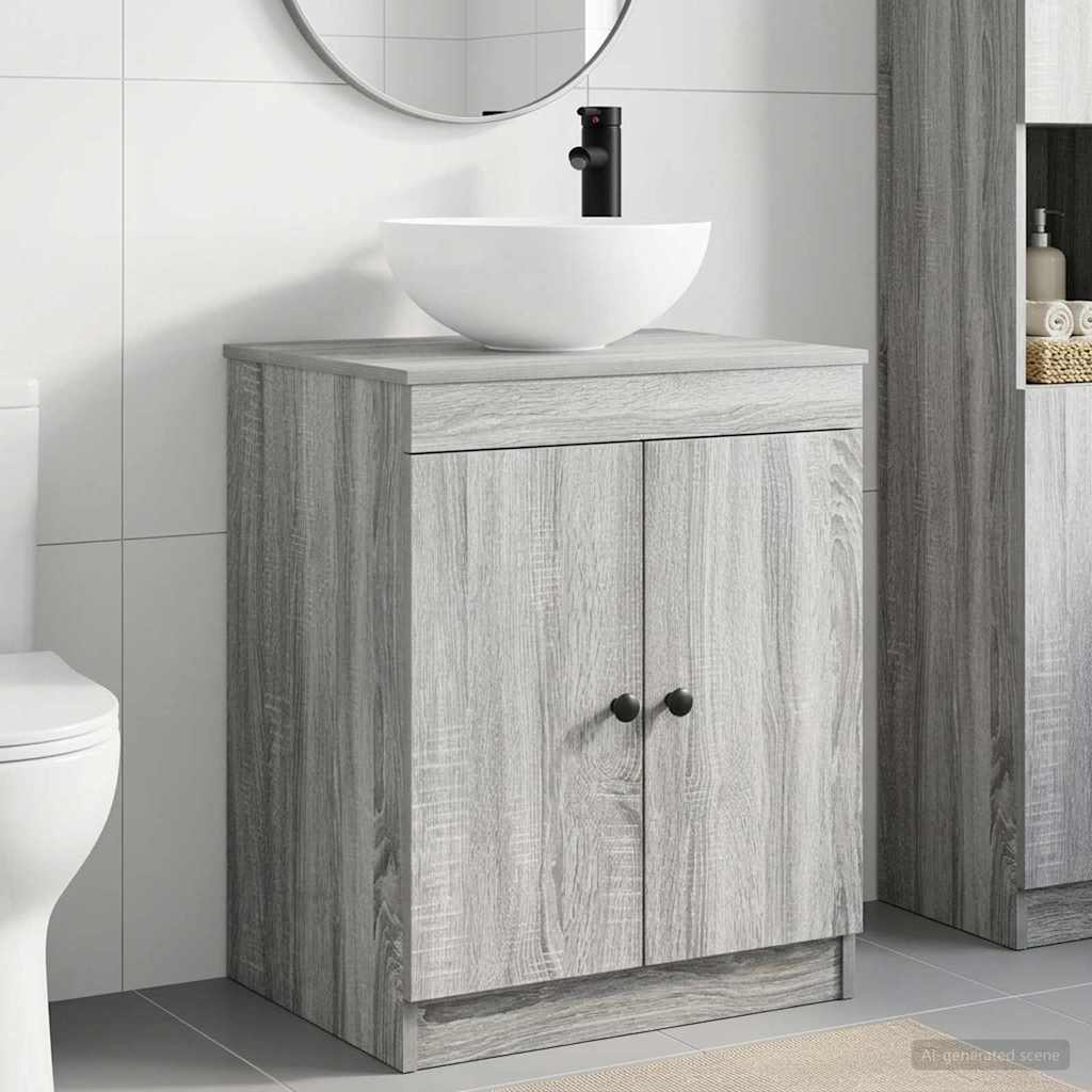 Badkamermeubelset Grijs Sonoma Bewerkt hout is nu te koop bij PeponiXL, paradijselijk wonen!