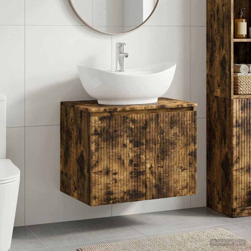 Badkamermeubelset Gerookt eiken Bewerkt hout is nu te koop bij PeponiXL, paradijselijk wonen!