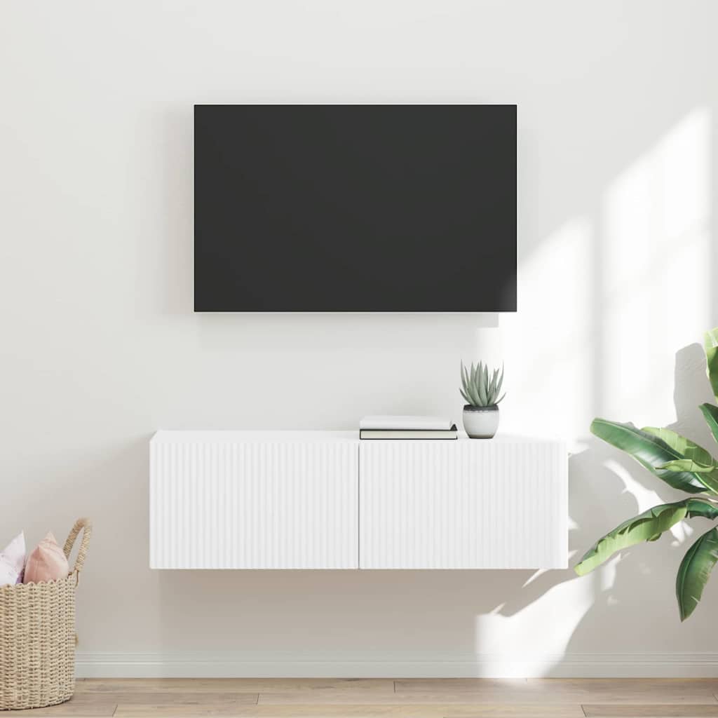 vidaXL TV Wandkast 98 x 31 x 29,5 cm Wit Bewerkt hout