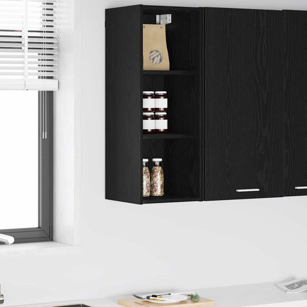Hangkast met opslag Zwart Eiken 30 x 29,5 x 80 cm Bewerkt hout is nu te koop bij PeponiXL, paradijselijk wonen!