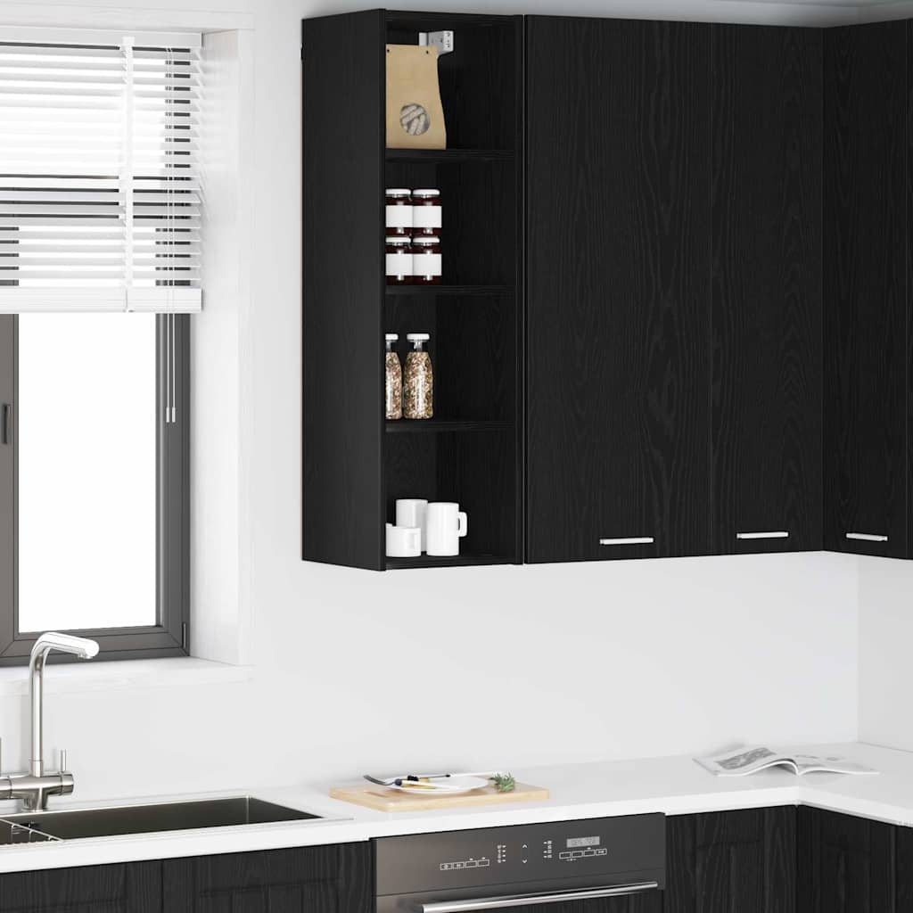Hangkast met opslag Zwart Eiken 30 x 29,5 x 100 cm Bewerkt hout is nu te koop bij PeponiXL, paradijselijk wonen!
