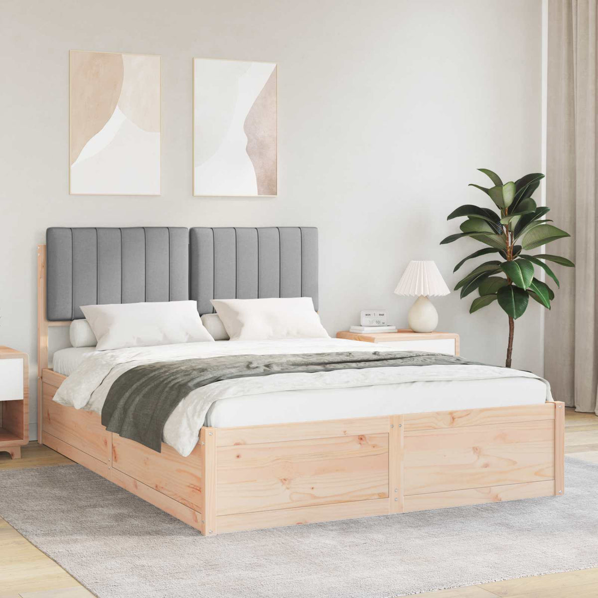 Bedframe met Gevoerd Hoofdgedeelte Lichtgrijs 135 x 190 cm is nu te koop bij PeponiXL, paradijselijk wonen!