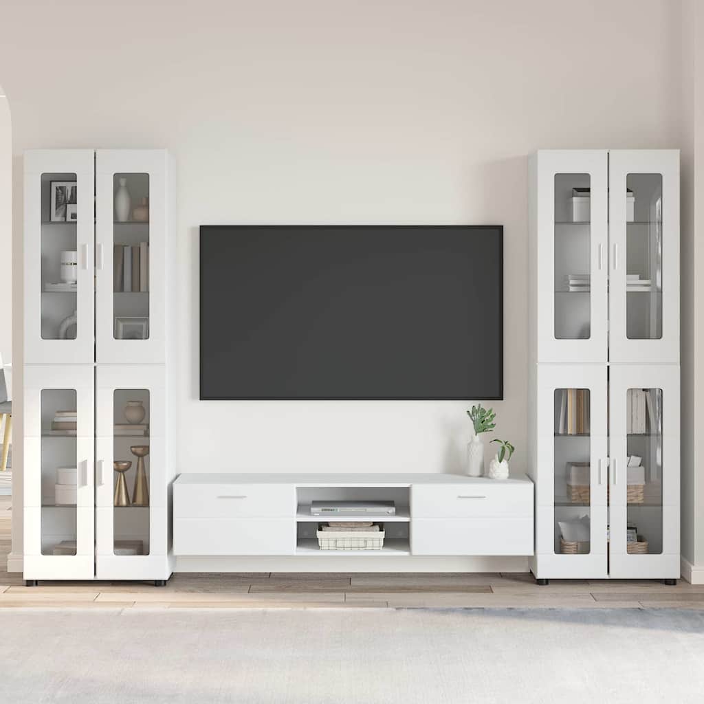 Tv-meubelset met lade met plank FLORIN 3 pcs Wit Bewerkt hout is nu te koop bij PeponiXL, paradijselijk wonen!