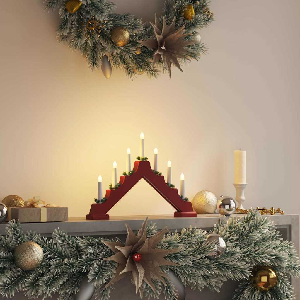 Kerst Kaars Brug Rood 39.5 x 5 x 29 cm Massief grenenhout is nu te koop bij PeponiXL, paradijselijk wonen!