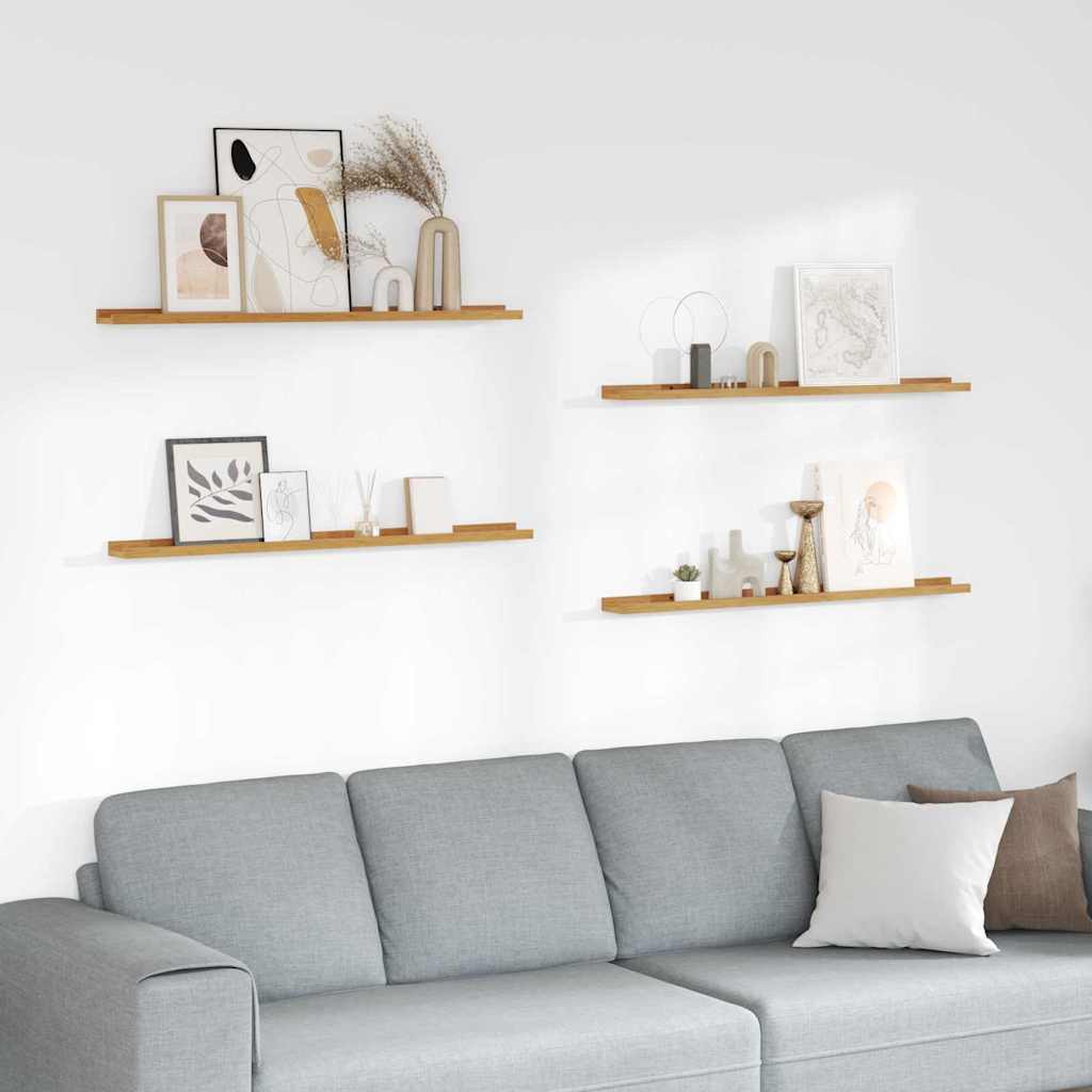 Wandplank met plank 4 pcs Beige 100 x 9 x 3 cm Bewerkt hout is nu te koop bij PeponiXL, paradijselijk wonen!
