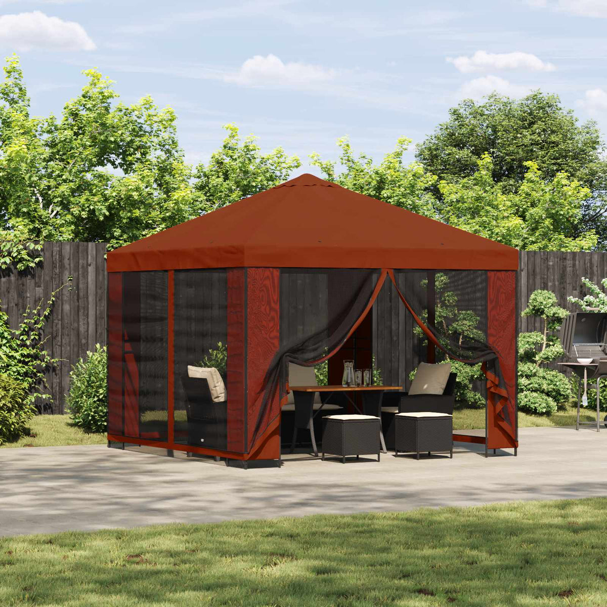 Prieel 3 x 3 m Terracotta Polyester en staal 190 gsm is nu te koop bij PeponiXL, paradijselijk wonen!