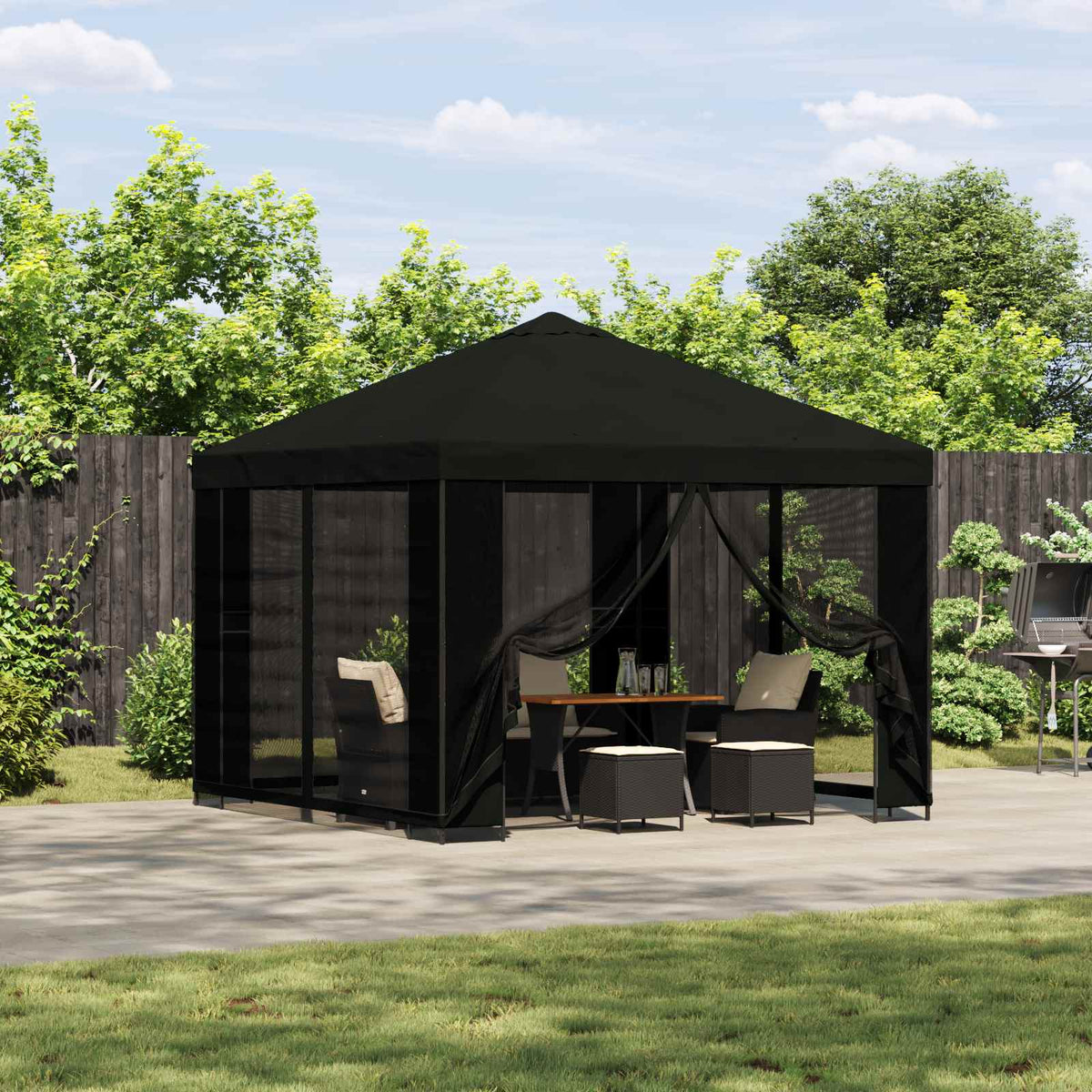 Prieel 3 x 3 m Zwart Polyester en staal 190 gsm is nu te koop bij PeponiXL, paradijselijk wonen!