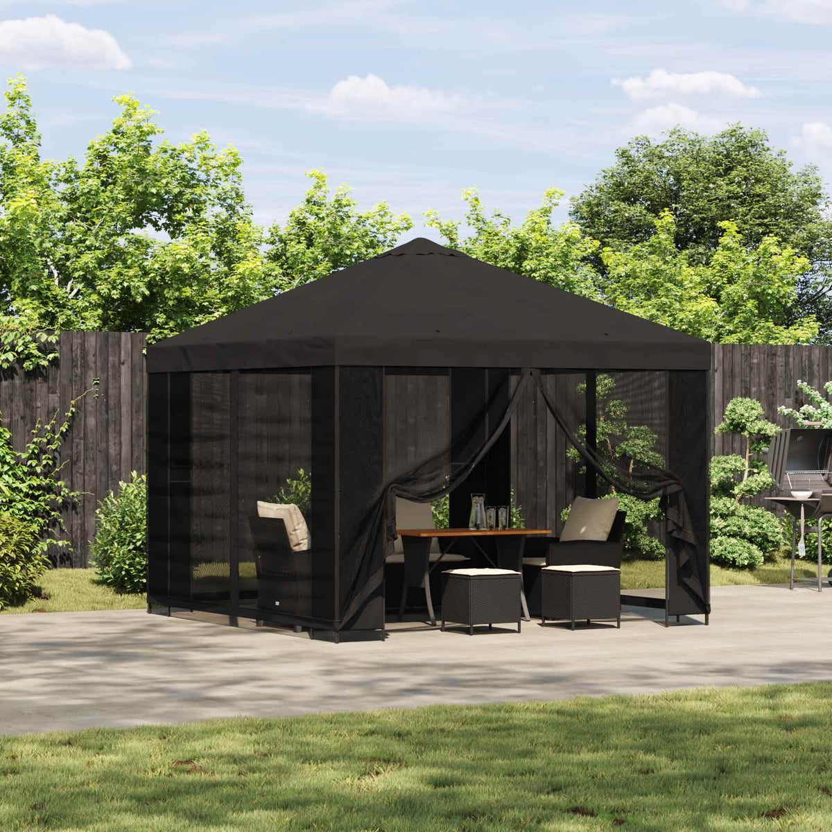 Tuin Gazebo met Zijwanden 3 x 3 m Antracietkleurig is nu te koop bij PeponiXL, paradijselijk wonen!
