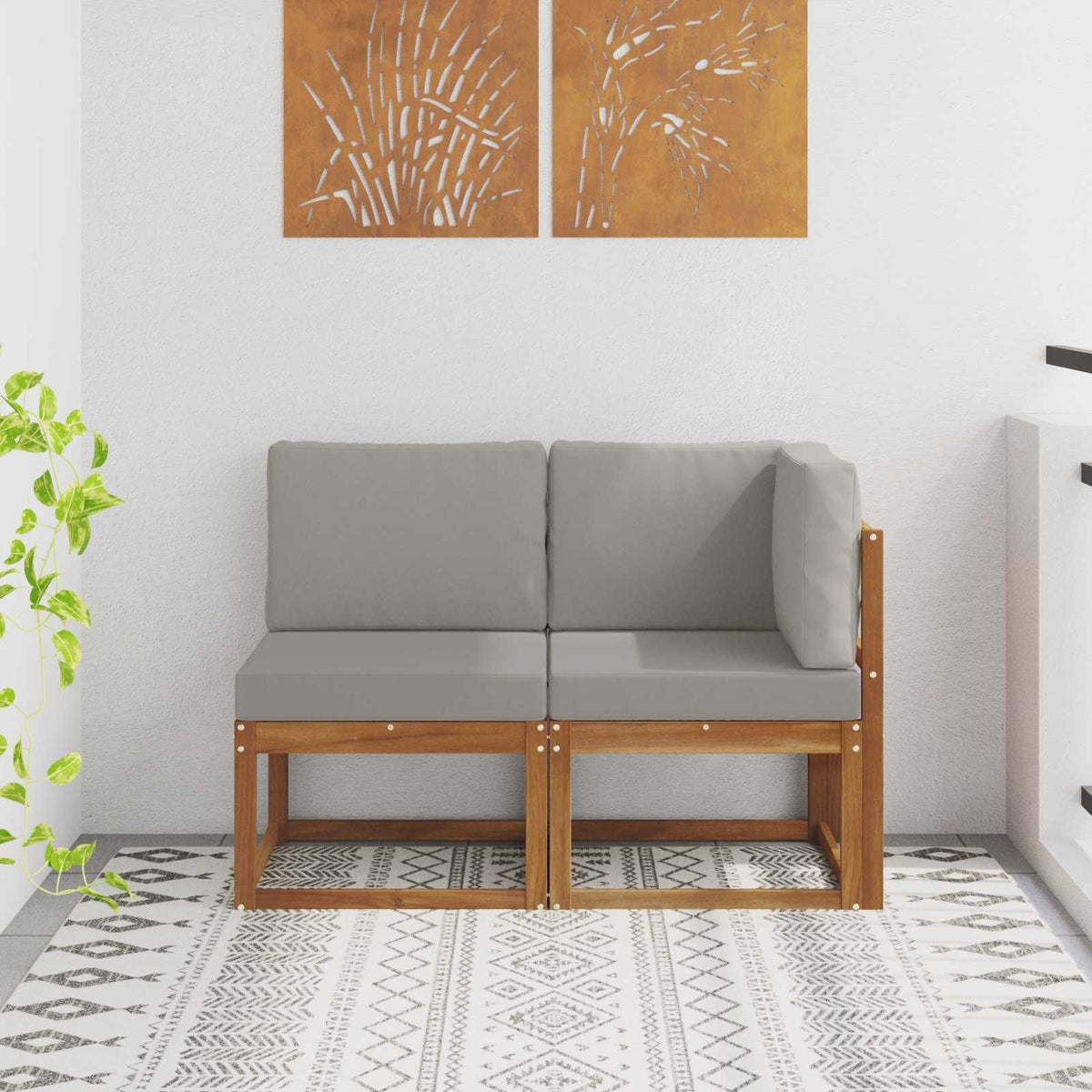 Outdoor Midden- en Hoeksalon 2 Stuk Natuurlijk en Lichtgrijs is nu te koop bij PeponiXL, paradijselijk wonen!