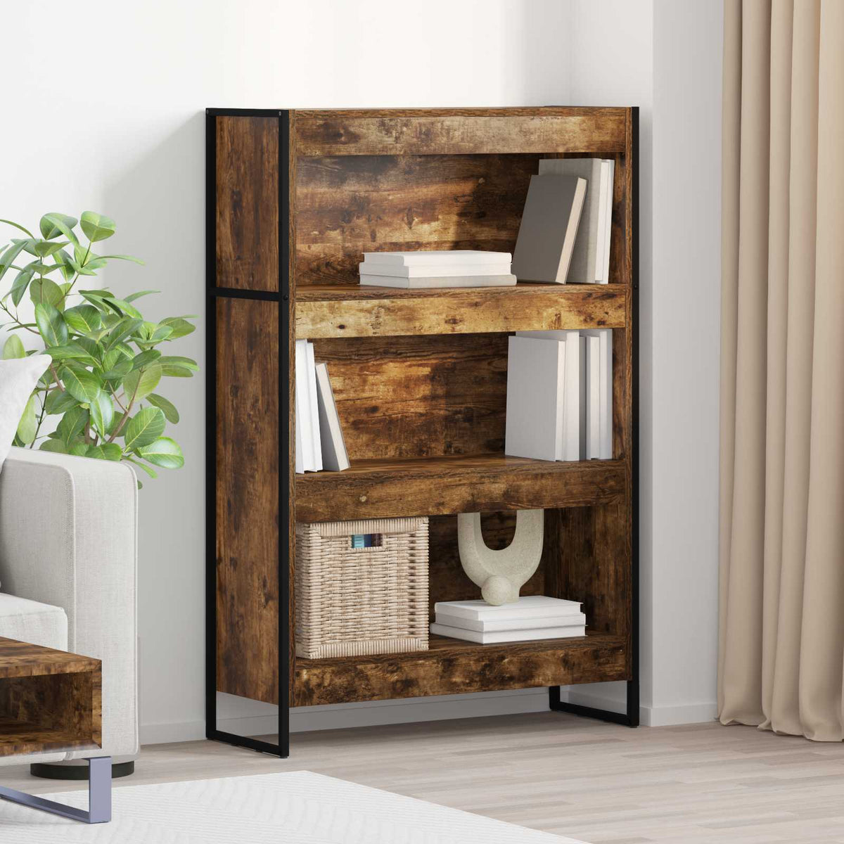 Boekenkast Rook Eik 80 x 30 x 121 cm Bewerkt hout is nu te koop bij PeponiXL, paradijselijk wonen!