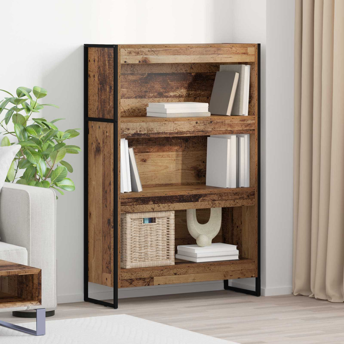 Boekenkast Oud Hout 80 x 30 x 121 cm Bewerkt hout is nu te koop bij PeponiXL, paradijselijk wonen!