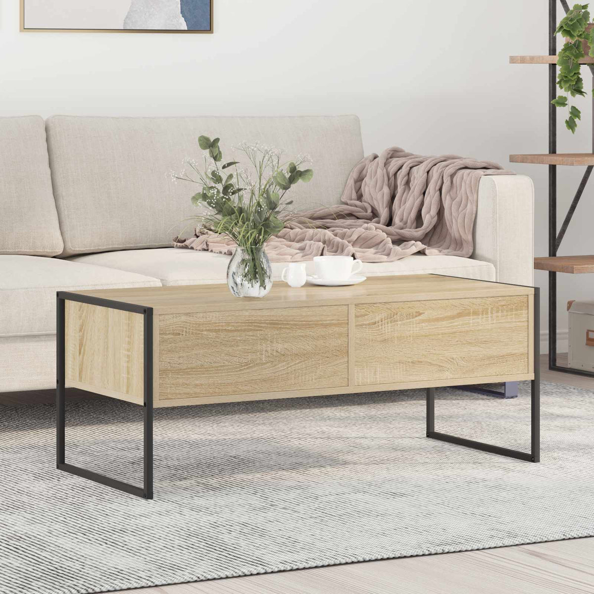 Salontafel met lade Sonoma 100 x 46 x 40 cm Bewerkt hout is nu te koop bij PeponiXL, paradijselijk wonen!