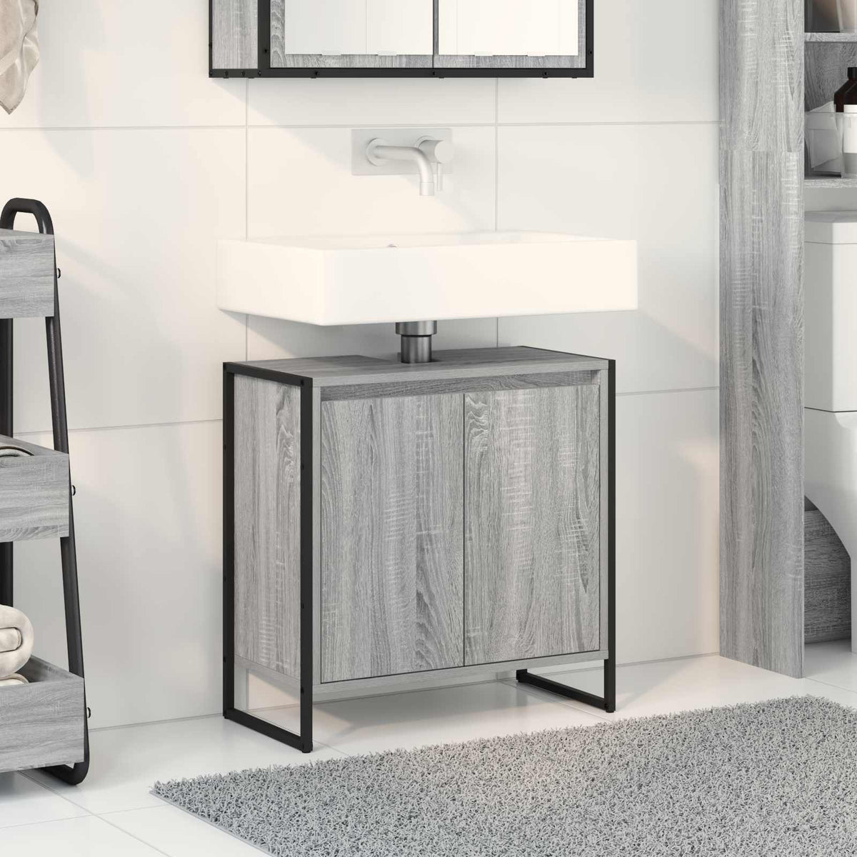 Badkamer Kast Grijs Sonoma 60 x 30 x 60 cm Bewerkt hout is nu te koop bij PeponiXL, paradijselijk wonen!