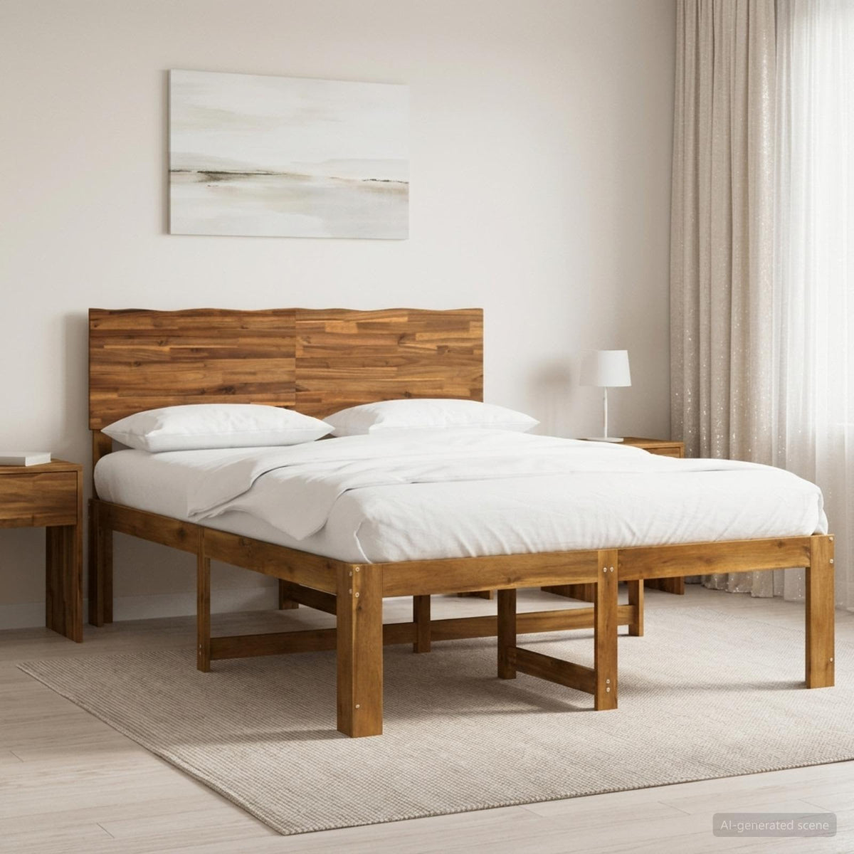 vidaXL Tweepersoonsbed met hoofdeinde ROSTOCK Naturel 150 x 200 cm
