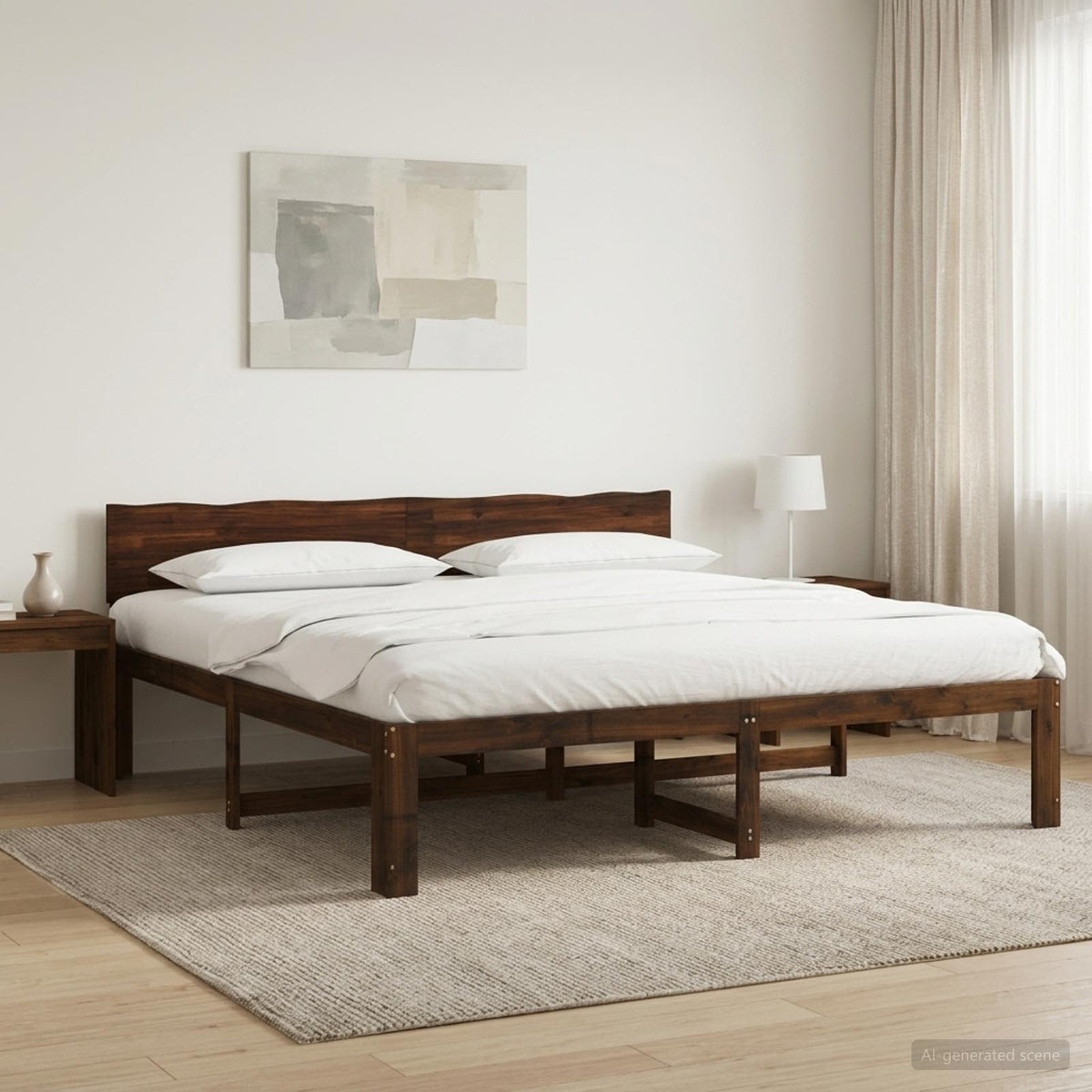 vidaXL Tweepersoonsbed met hoofdeinde ROSTOCK Donkerbruin 200 x 200 cm