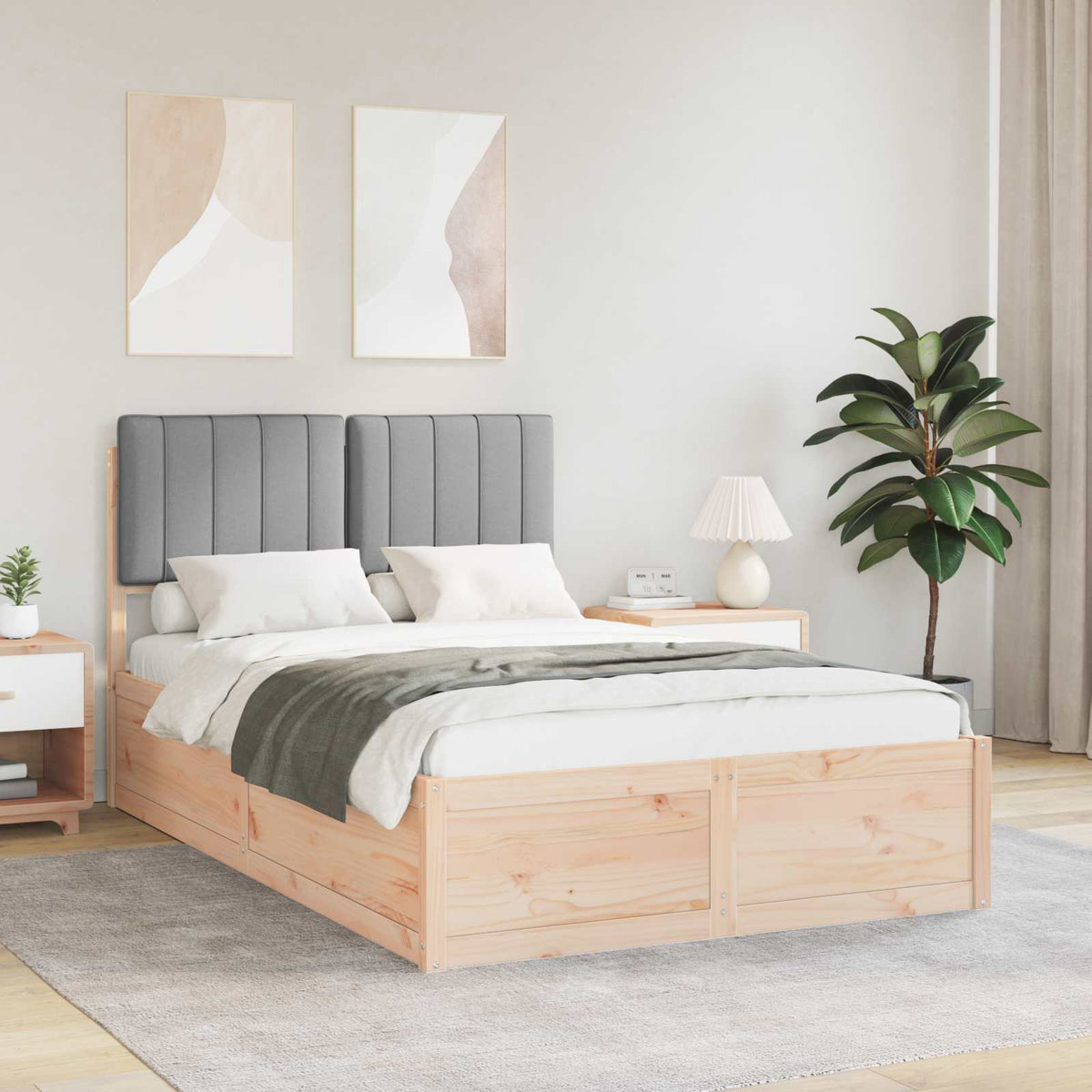 Bedframe met Gevoerd Hoofdgedeelte Lichtgrijs 120 x 200 cm is nu te koop bij PeponiXL, paradijselijk wonen!