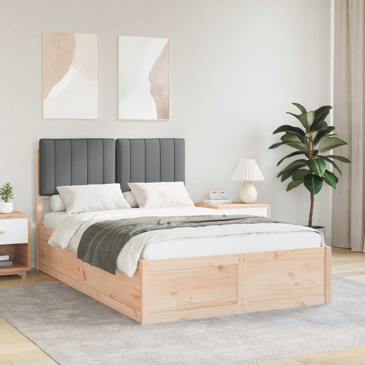 Bedframe met Gevoerd Hoofdgedeelte Donkergrijs 120 x 200 cm is nu te koop bij PeponiXL, paradijselijk wonen!