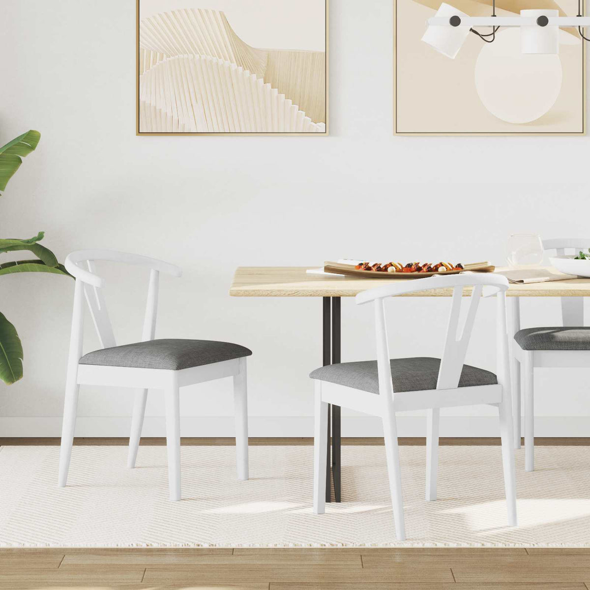 Eetkamerstoel 2 pcs Wit en Grijs Massief Rubberhout is nu te koop bij PeponiXL, paradijselijk wonen!