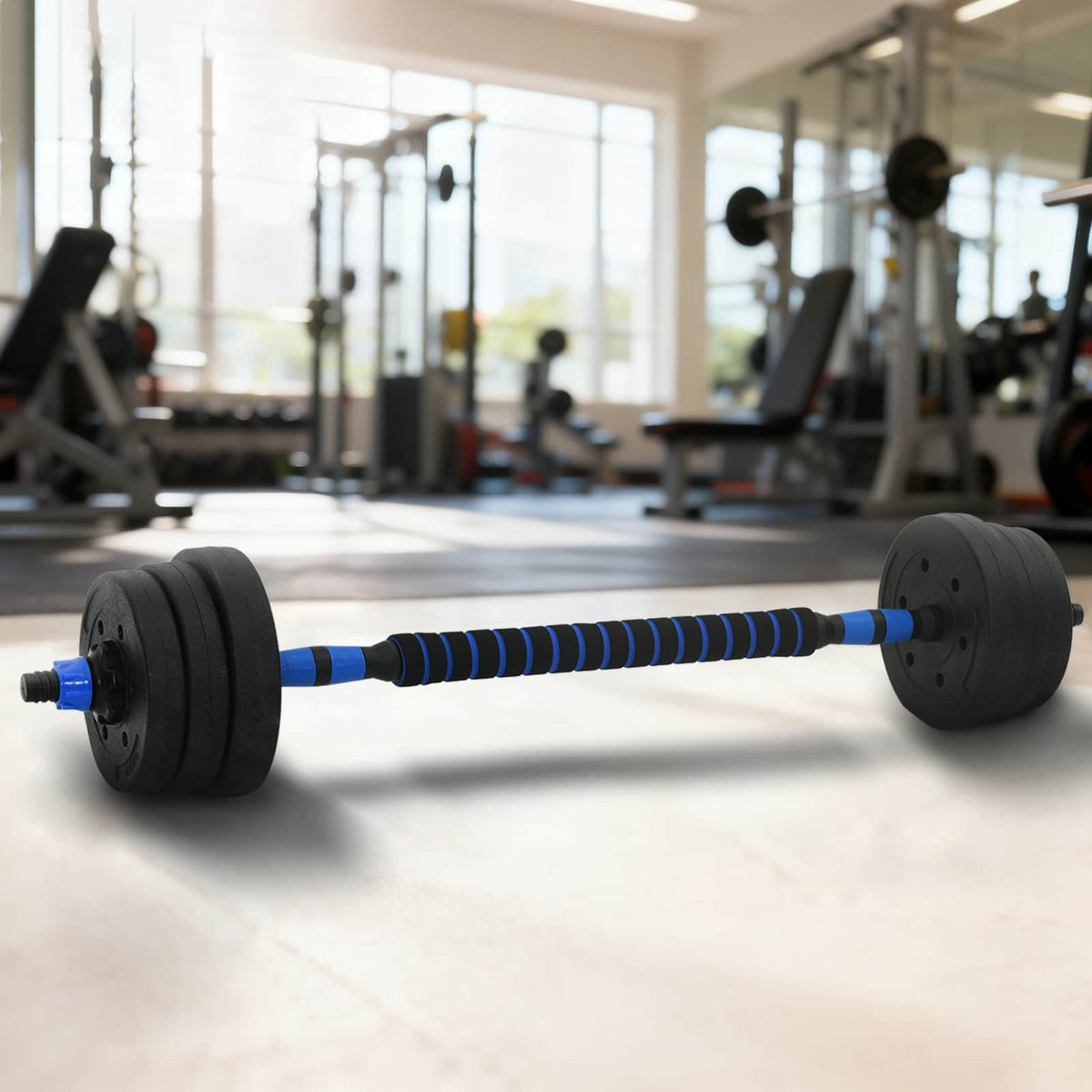 2-in-1 Halter-Barbell Set 20 kg Zwart en Blauw is nu te koop bij PeponiXL, paradijselijk wonen!