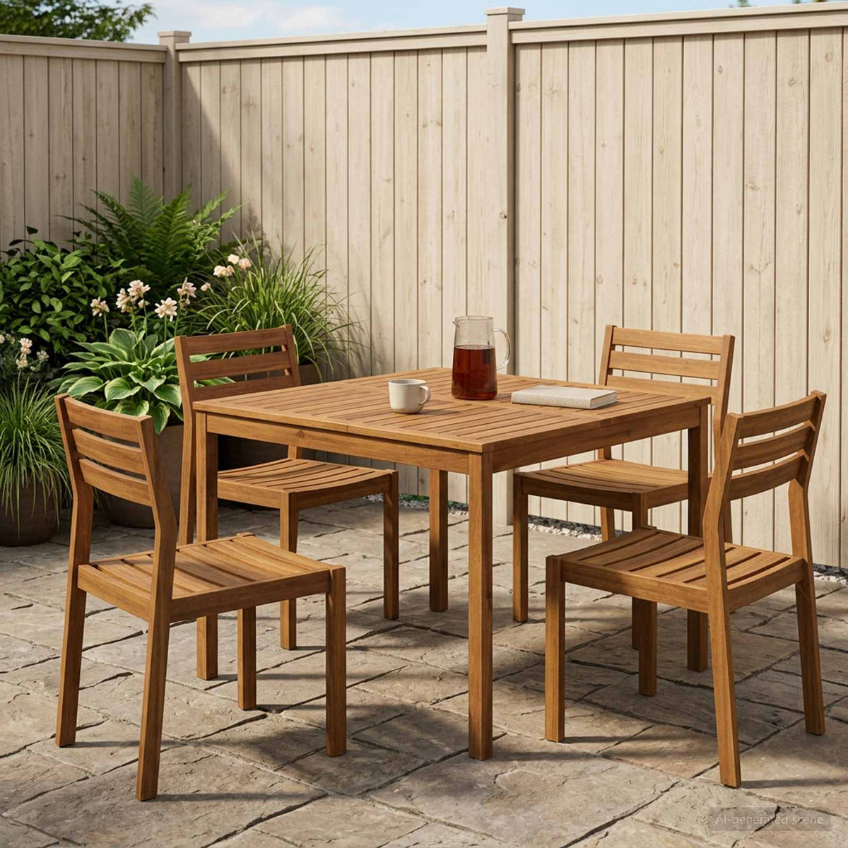 Tuindiner tafel Naturel 110 x 108,5 x 75 cm Massief Acaciahout is nu te koop bij PeponiXL, paradijselijk wonen!