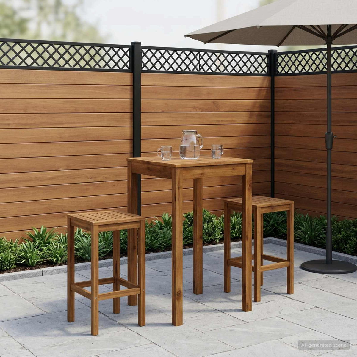 Tuinbar Tafel Naturel 60 x 60,5 x 105 cm Massief Acaciahout is nu te koop bij PeponiXL, paradijselijk wonen!