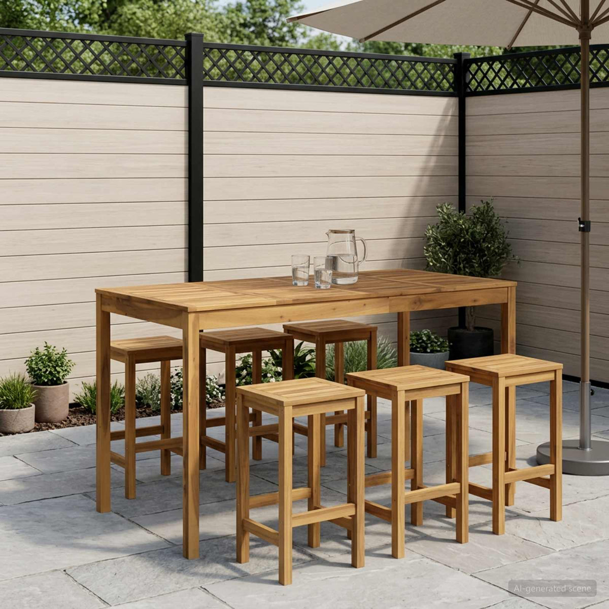 Tuinbar Tafel Wit 180 x 88,5 x 105 cm Massief Acaciahout is nu te koop bij PeponiXL, paradijselijk wonen!