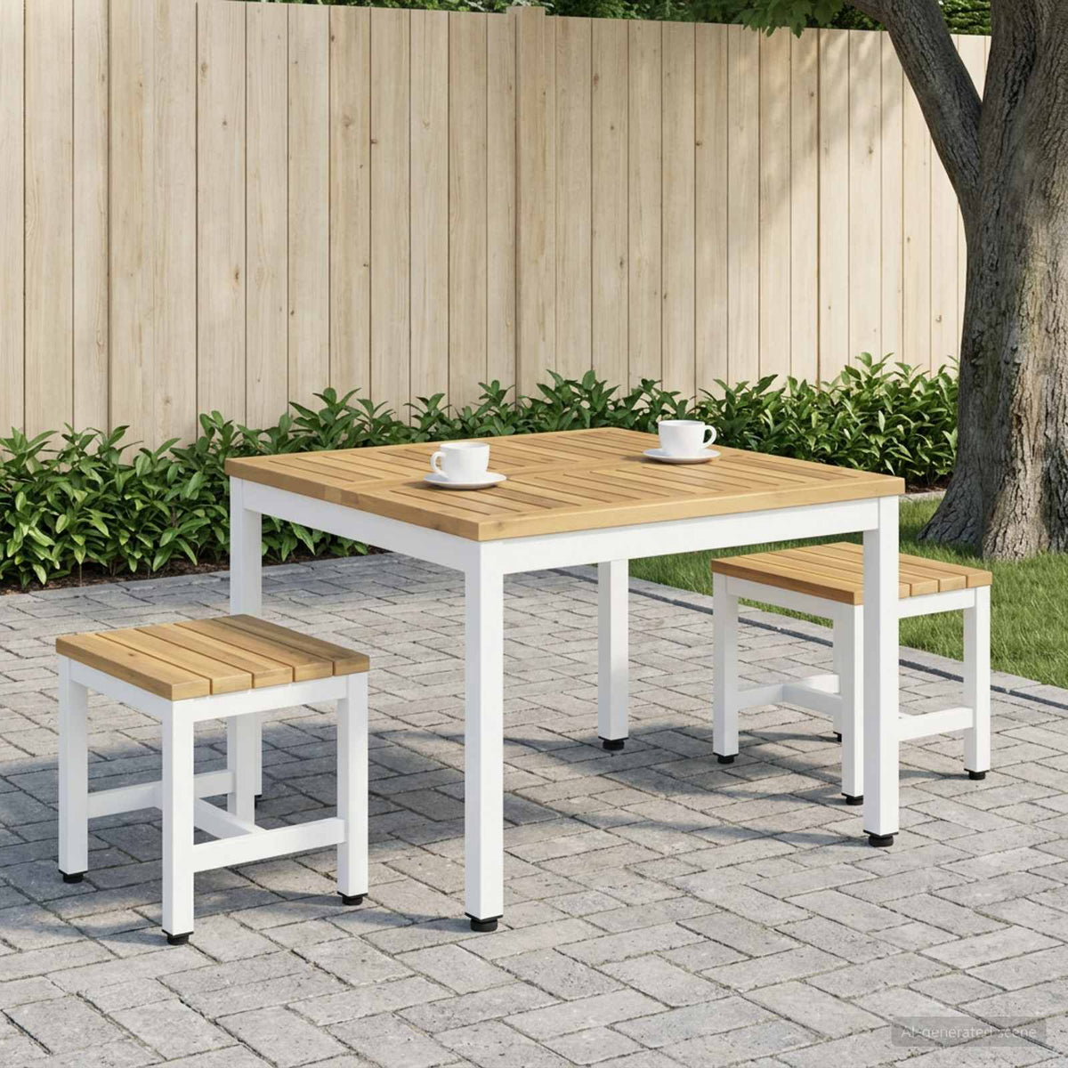 Salontafel Wit 60 x 60,5 x 36 cm Massief Acaciahout is nu te koop bij PeponiXL, paradijselijk wonen!