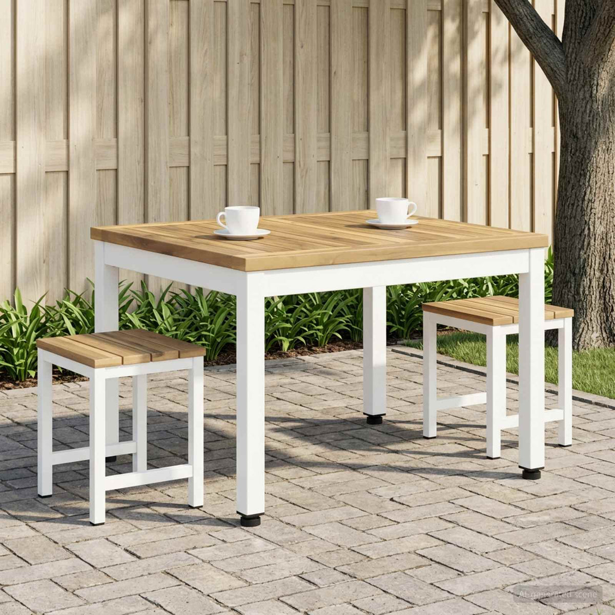 Salontafel Wit 49 x 60,5 x 36 cm Massief Acaciahout is nu te koop bij PeponiXL, paradijselijk wonen!