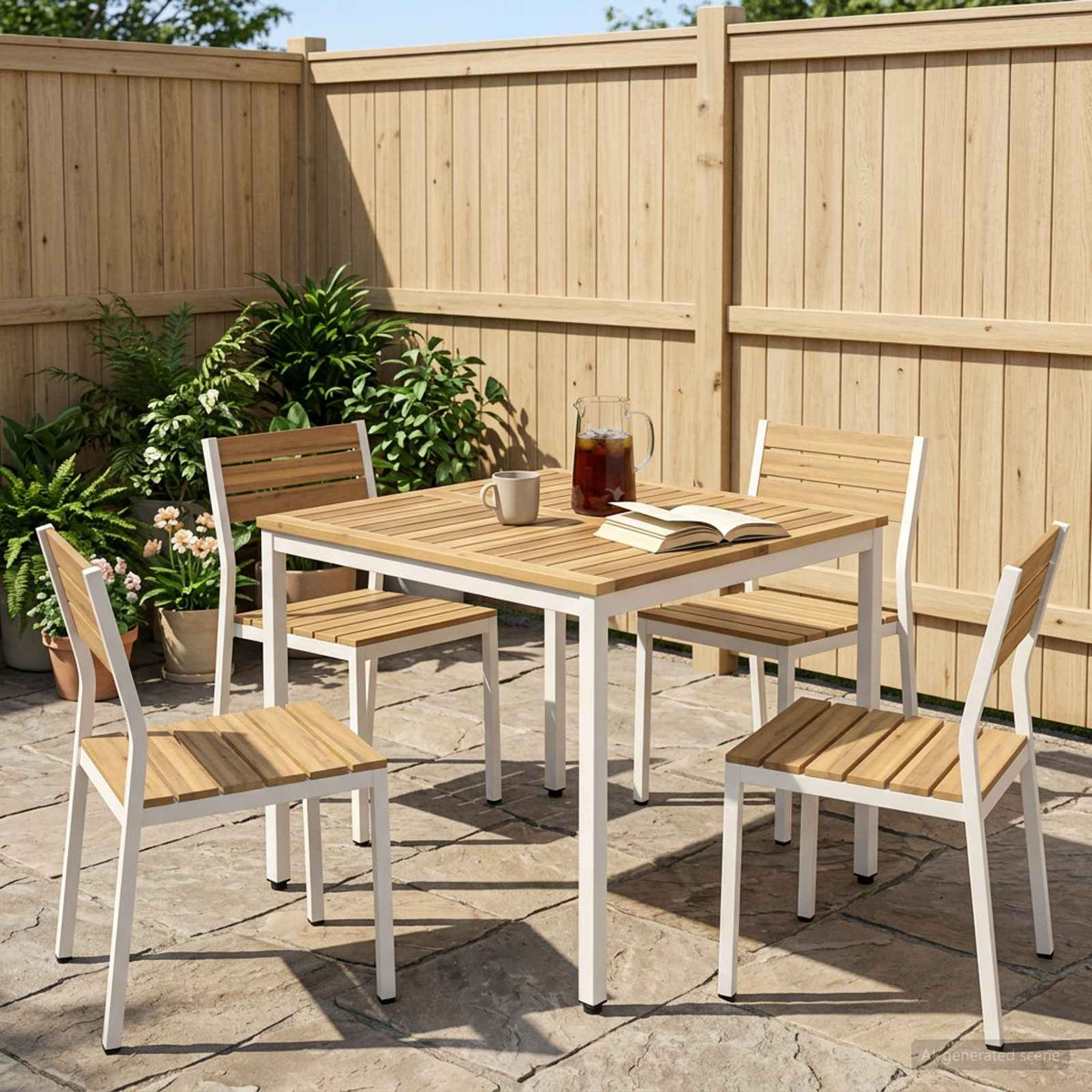 Tuindiner tafel Wit 80 x 80,5 x 75 cm Massief Acaciahout is nu te koop bij PeponiXL, paradijselijk wonen!