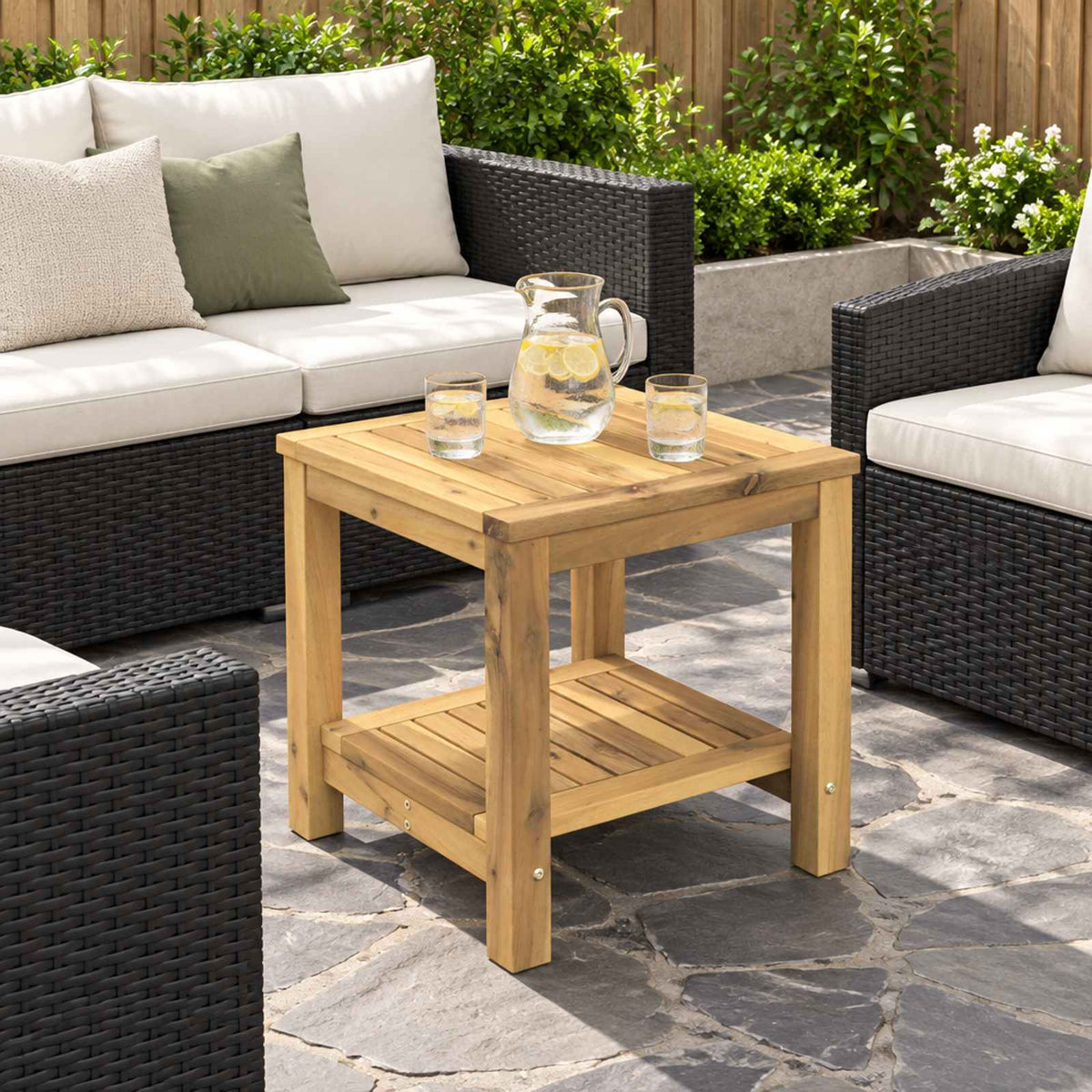 Salontafel Witgewassen 40,5 x 40 x 45 cm Massief Acaciahout is nu te koop bij PeponiXL, paradijselijk wonen!