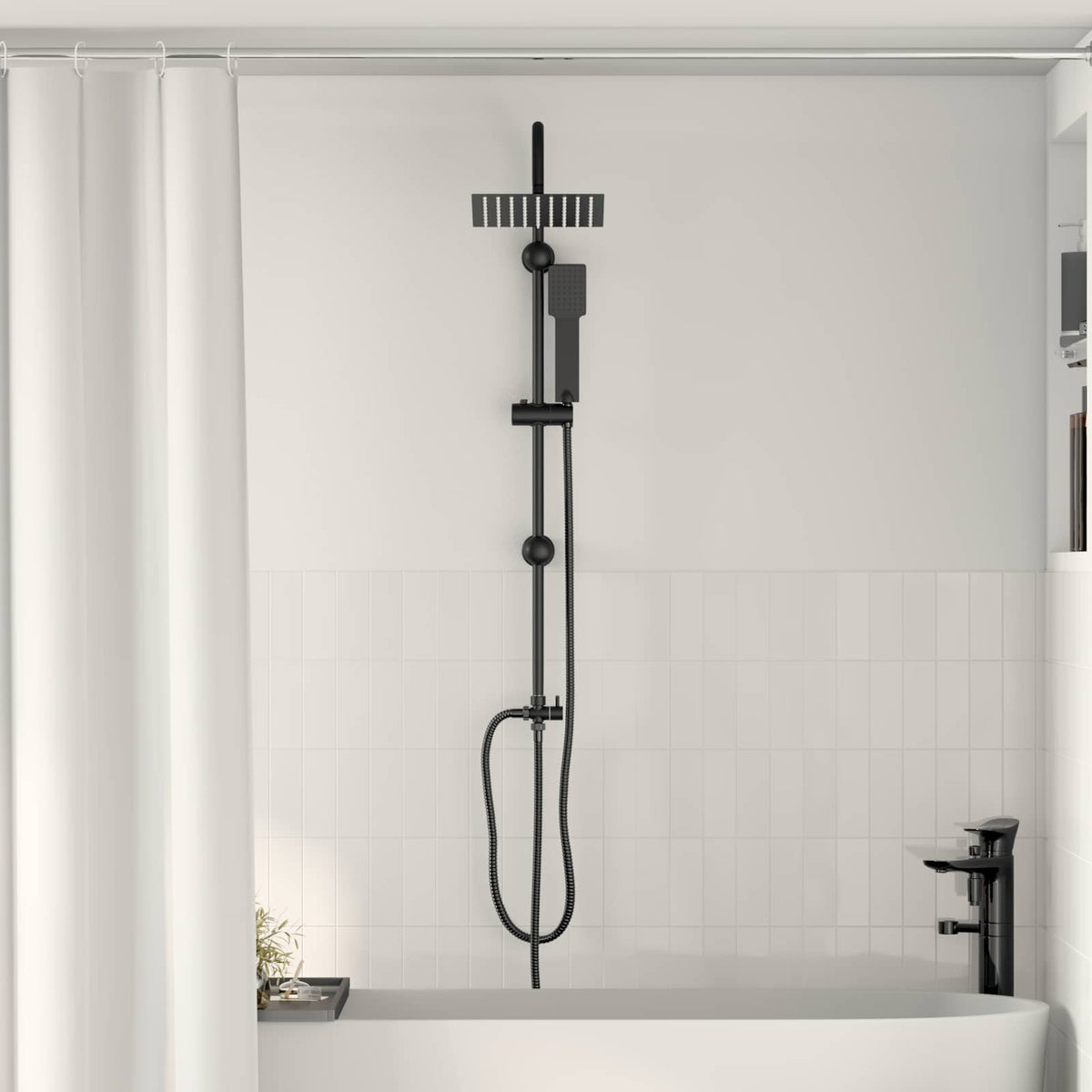 Douche systeem Zwart 47 x 20 x 95 cm Roestvrij staal is nu te koop bij PeponiXL, paradijselijk wonen!