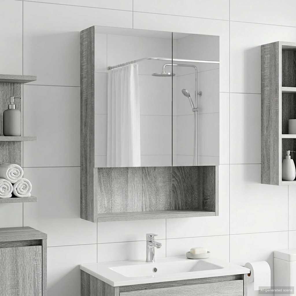 vidaXL Badkamer spiegelkast Grijs Sonoma 50 x 14,5 x 70 cm