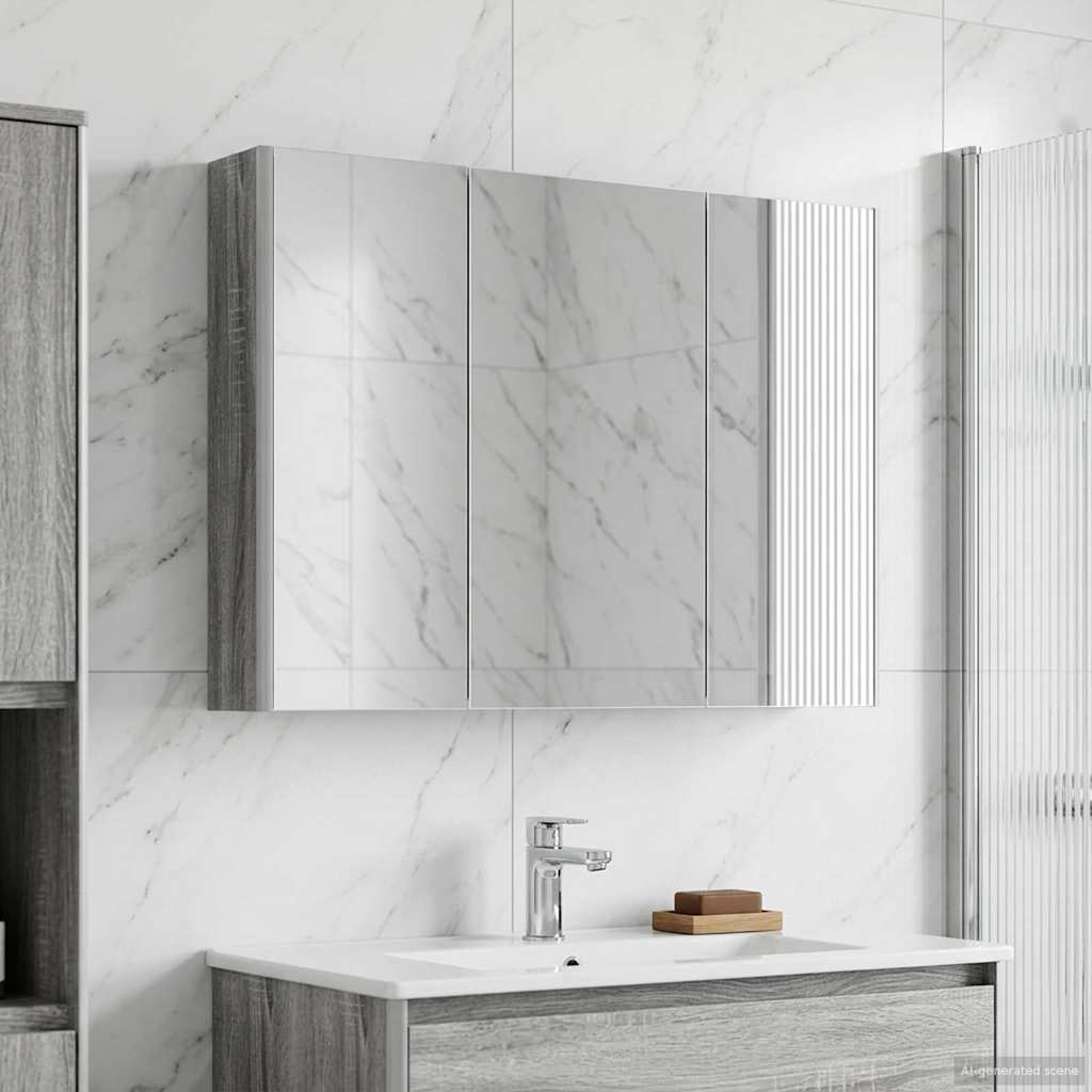 vidaXL Badkamer spiegelkast Grijs Sonoma 103,5 x 15,5 x 70 cm