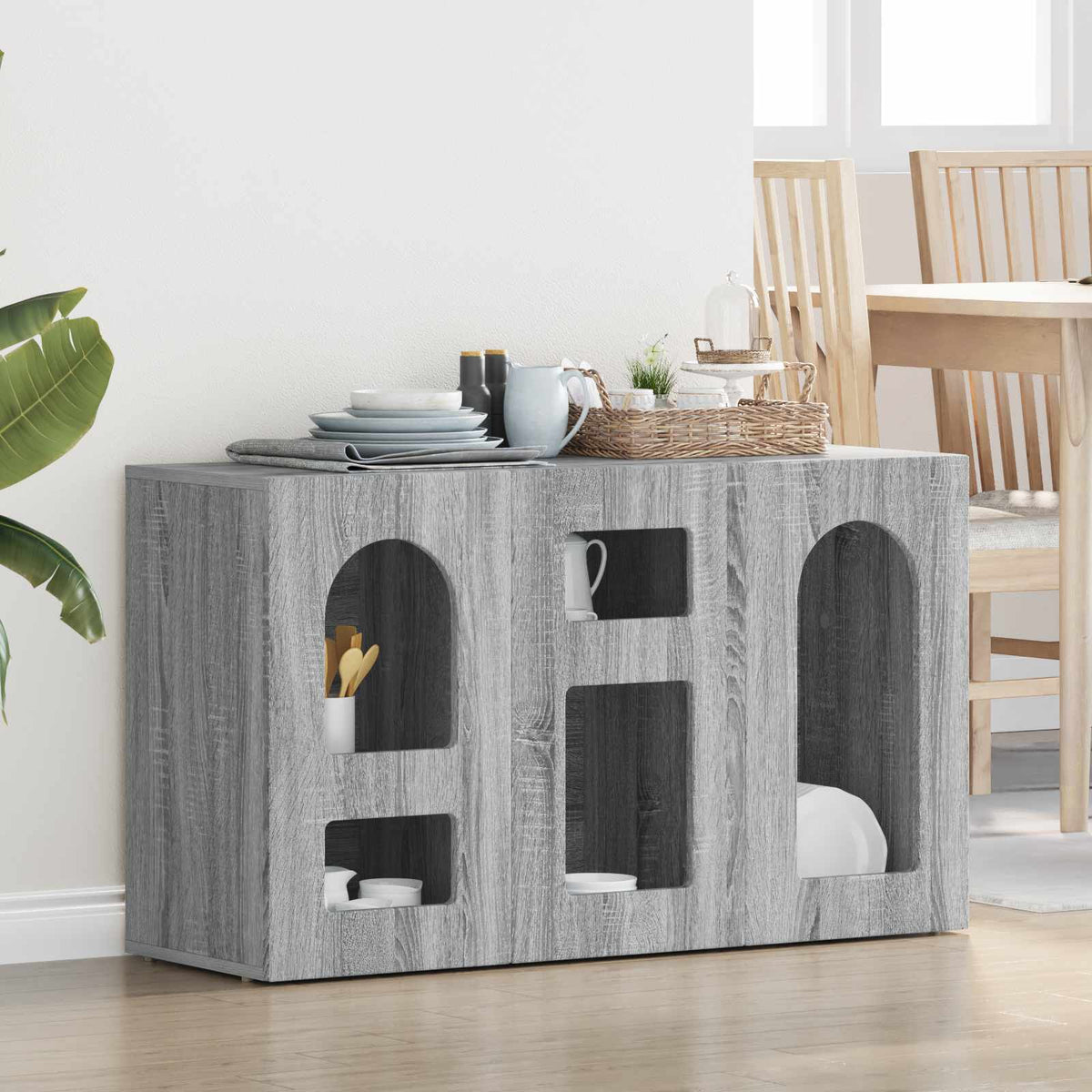 Dressoir Grijs Sonoma 100 x 35 x 59 cm Bewerkt hout is nu te koop bij PeponiXL, paradijselijk wonen!