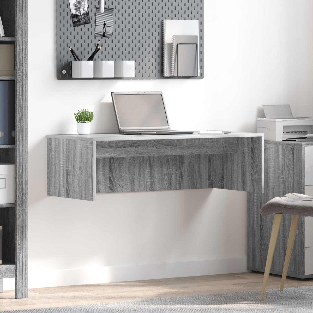 Wandbureau Grijs Sonoma 100 x 45 x 30 cm Bewerkt hout is nu te koop bij PeponiXL, paradijselijk wonen!