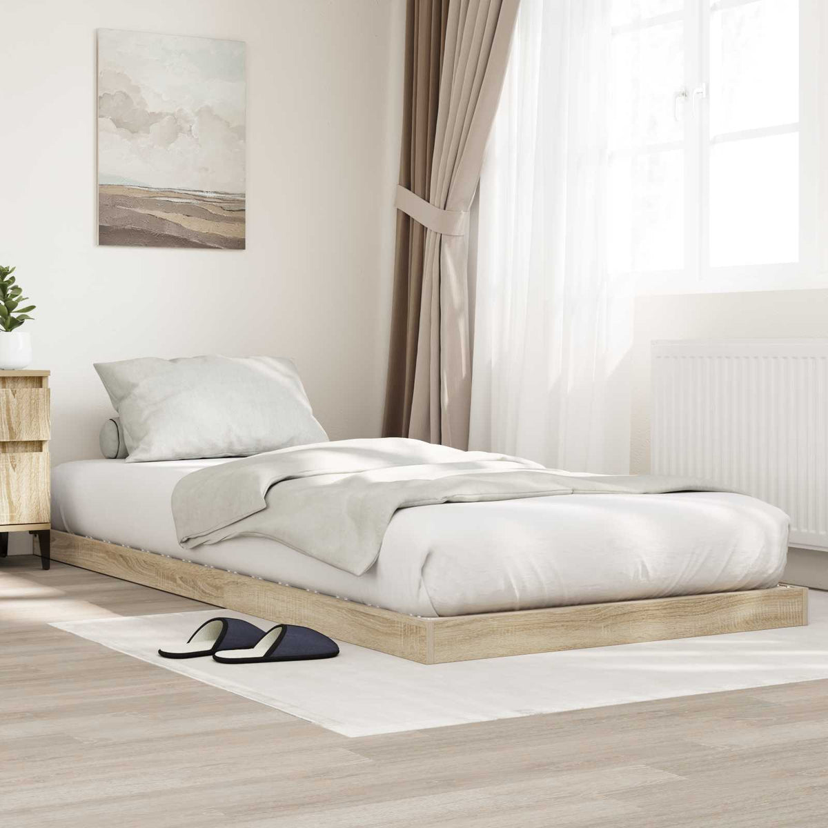 vidaXL Vloer bedframe Sonoma 75 x 190 cm Bewerkt hout