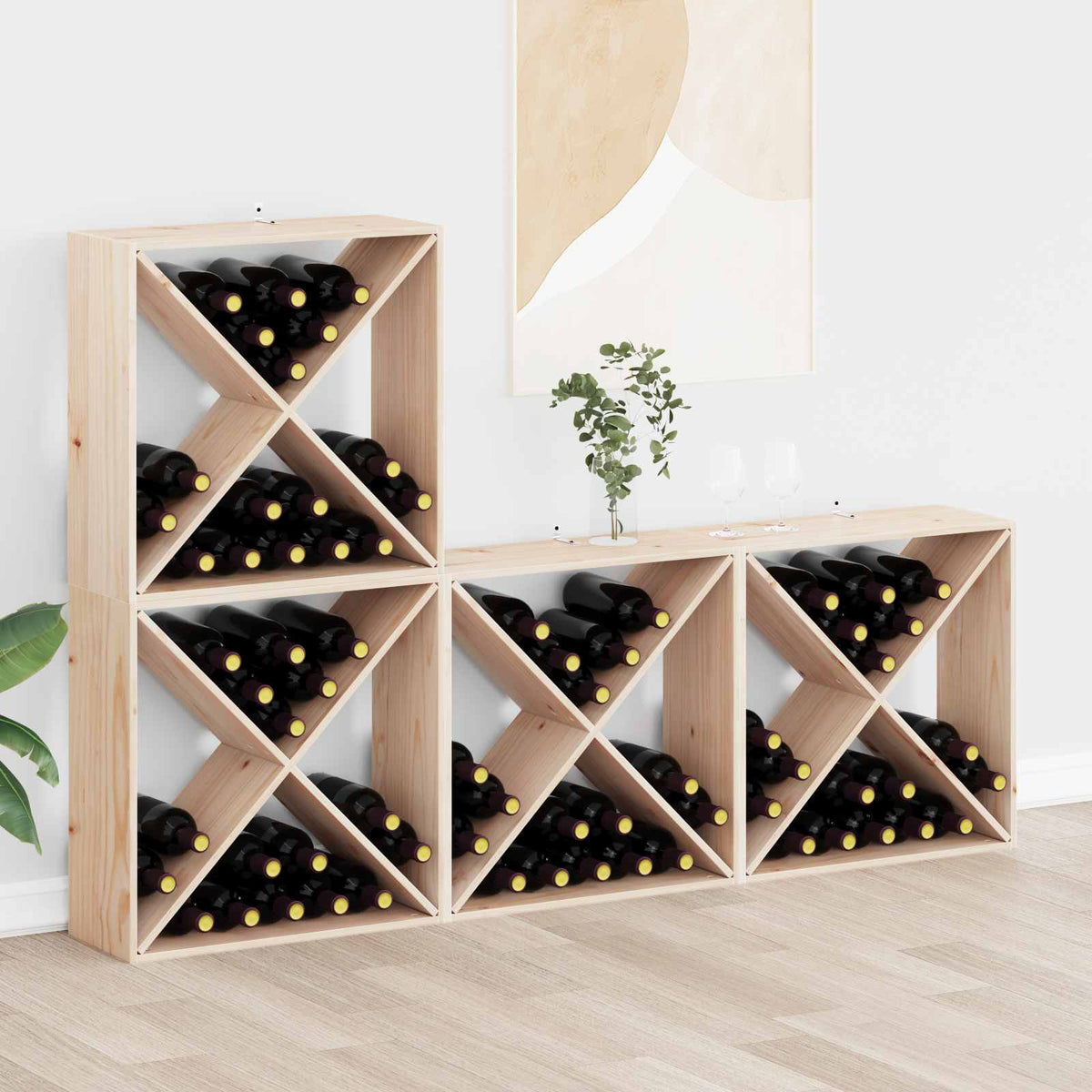 Wijnrek 4 pcs Naturel 62 x 25 x 62 cm Massief grenenhout is nu te koop bij PeponiXL, paradijselijk wonen!