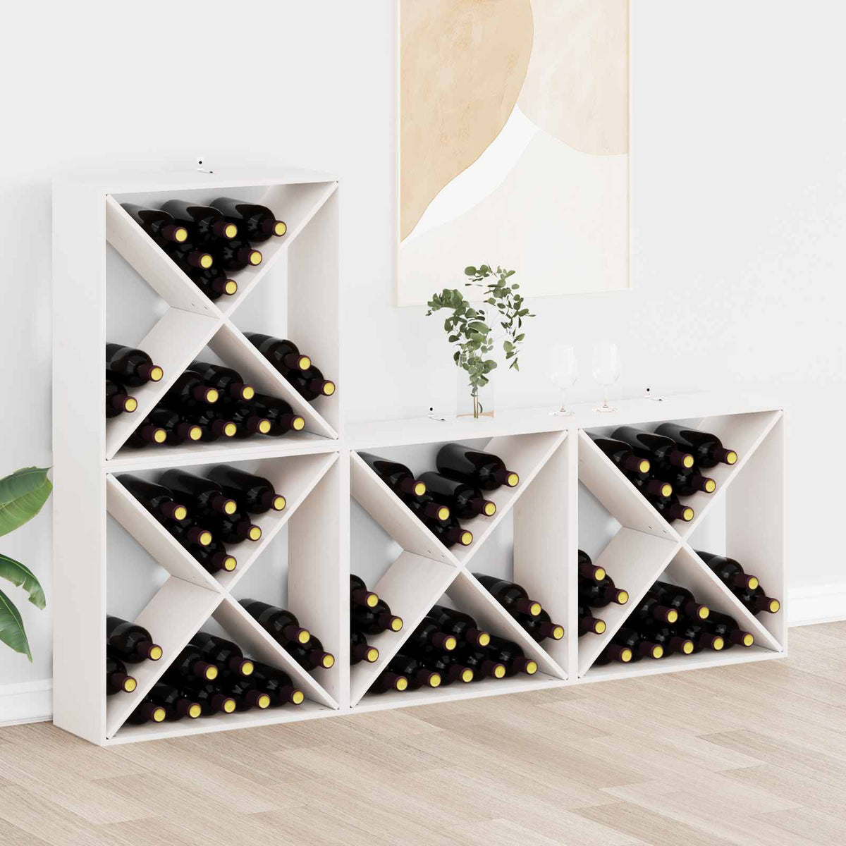Wijnrek 4 pcs Wit 62 x 25 x 62 cm Massief grenenhout is nu te koop bij PeponiXL, paradijselijk wonen!
