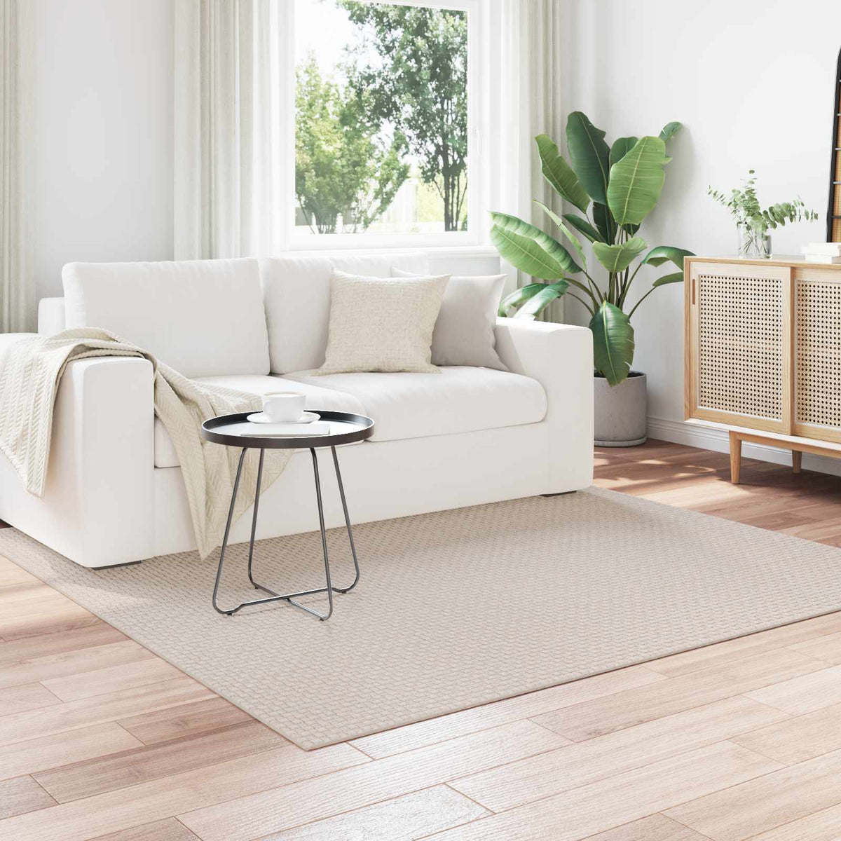 Vloerkleden Vierkant FARO Crème 200 x 200 cm Polyester is nu te koop bij PeponiXL, paradijselijk wonen!