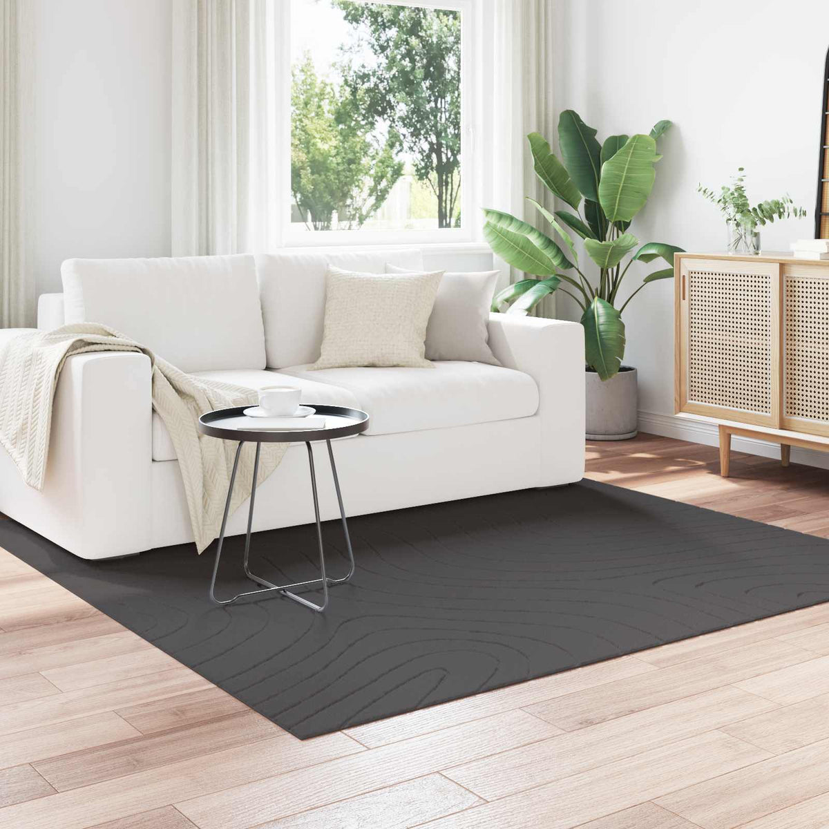 Vloerkleden Vierkant PALMERAS Antraciet 200 x 200 cm Polyester is nu te koop bij PeponiXL, paradijselijk wonen!
