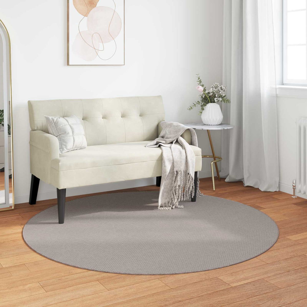 Vloerkleden Rond LUGO Crème en Taupe Ø 120 CM Polyester is nu te koop bij PeponiXL, paradijselijk wonen!