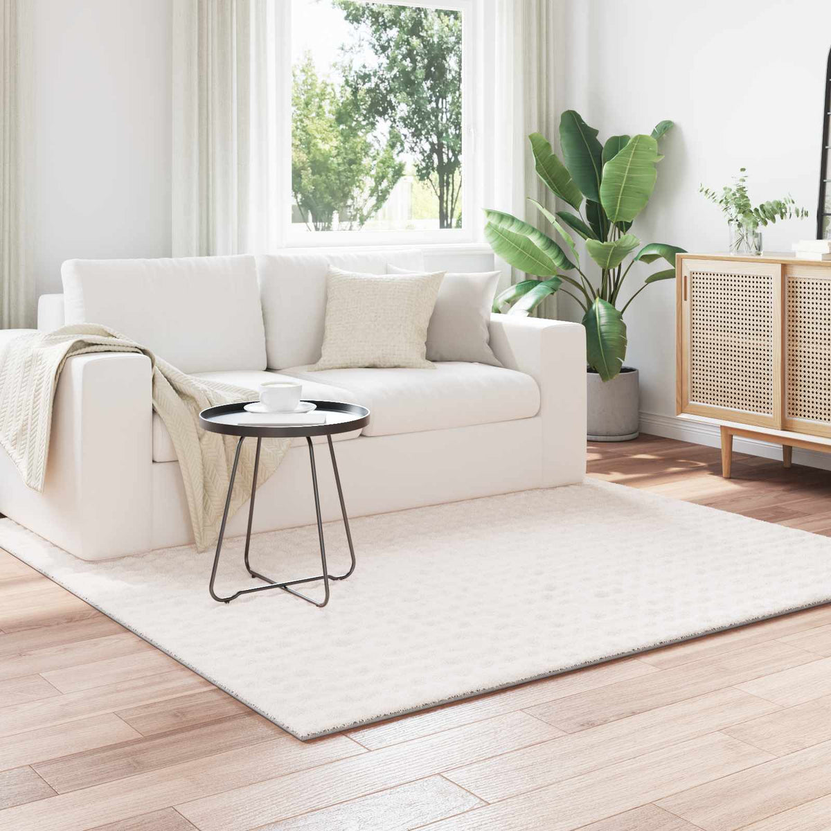 Vloerkleden Vierkant SIROLO Crème 200 x 200 cm Polyester is nu te koop bij PeponiXL, paradijselijk wonen!