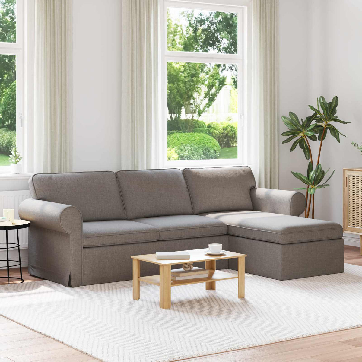 Bank Taupe 245 x 138 x 80 cm Stof is nu te koop bij PeponiXL, paradijselijk wonen!