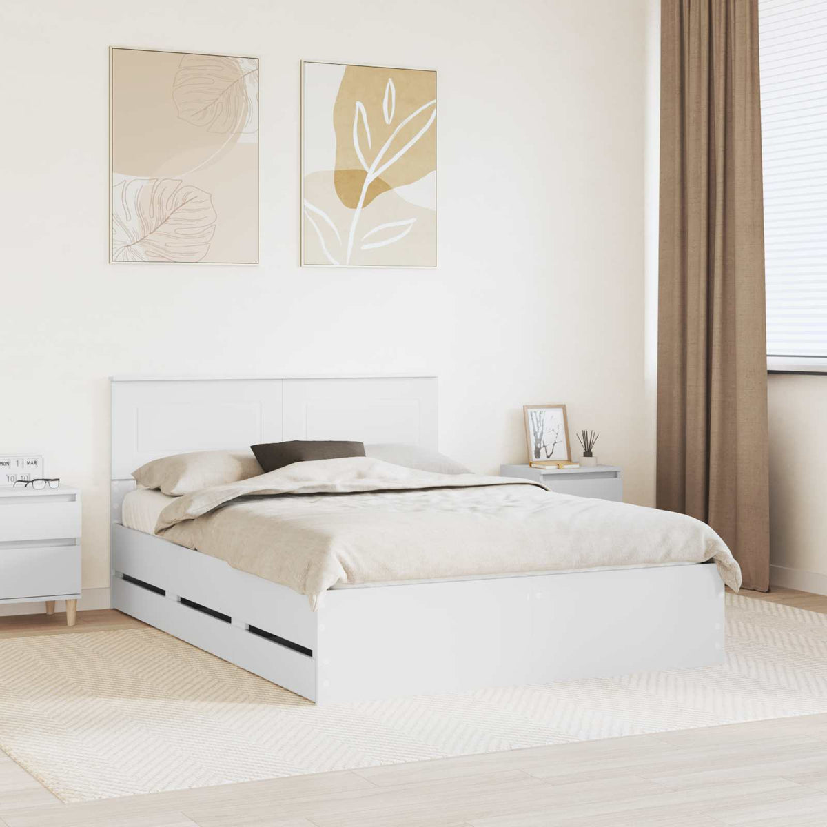 Bedframe met lade met opslag Wit 160 x 200 cm Ingenieurshout is nu te koop bij PeponiXL, paradijselijk wonen!