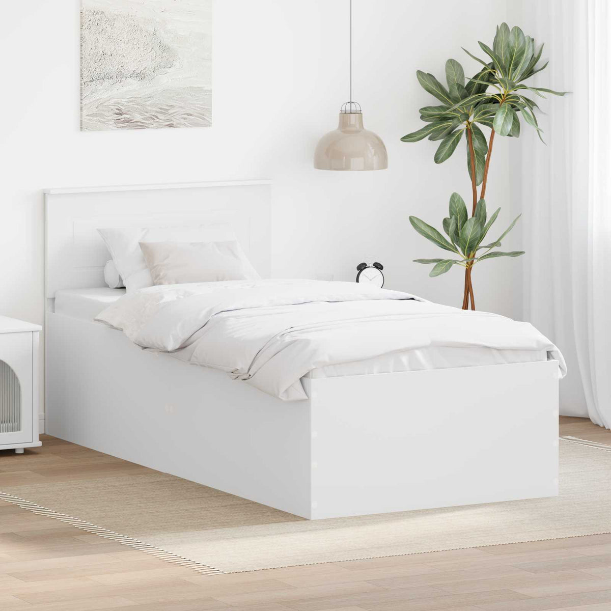 Bedframe met hoofdeinde Wit 75 x 190 cm Bewerkt hout is nu te koop bij PeponiXL, paradijselijk wonen!