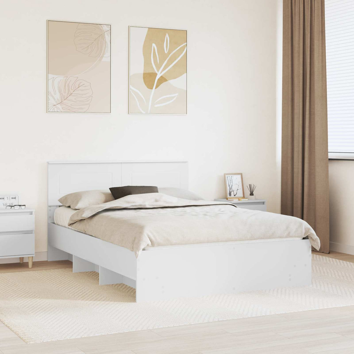Bedframe met hoofdeinde Wit 140 x 200 cm Bewerkt hout is nu te koop bij PeponiXL, paradijselijk wonen!