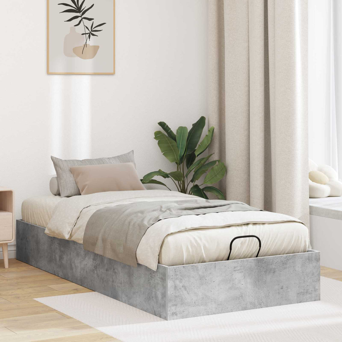 Ottoman Bedframe Beton Grijs 90 x 200 cm Geconstrueerd hout is nu te koop bij PeponiXL, paradijselijk wonen!